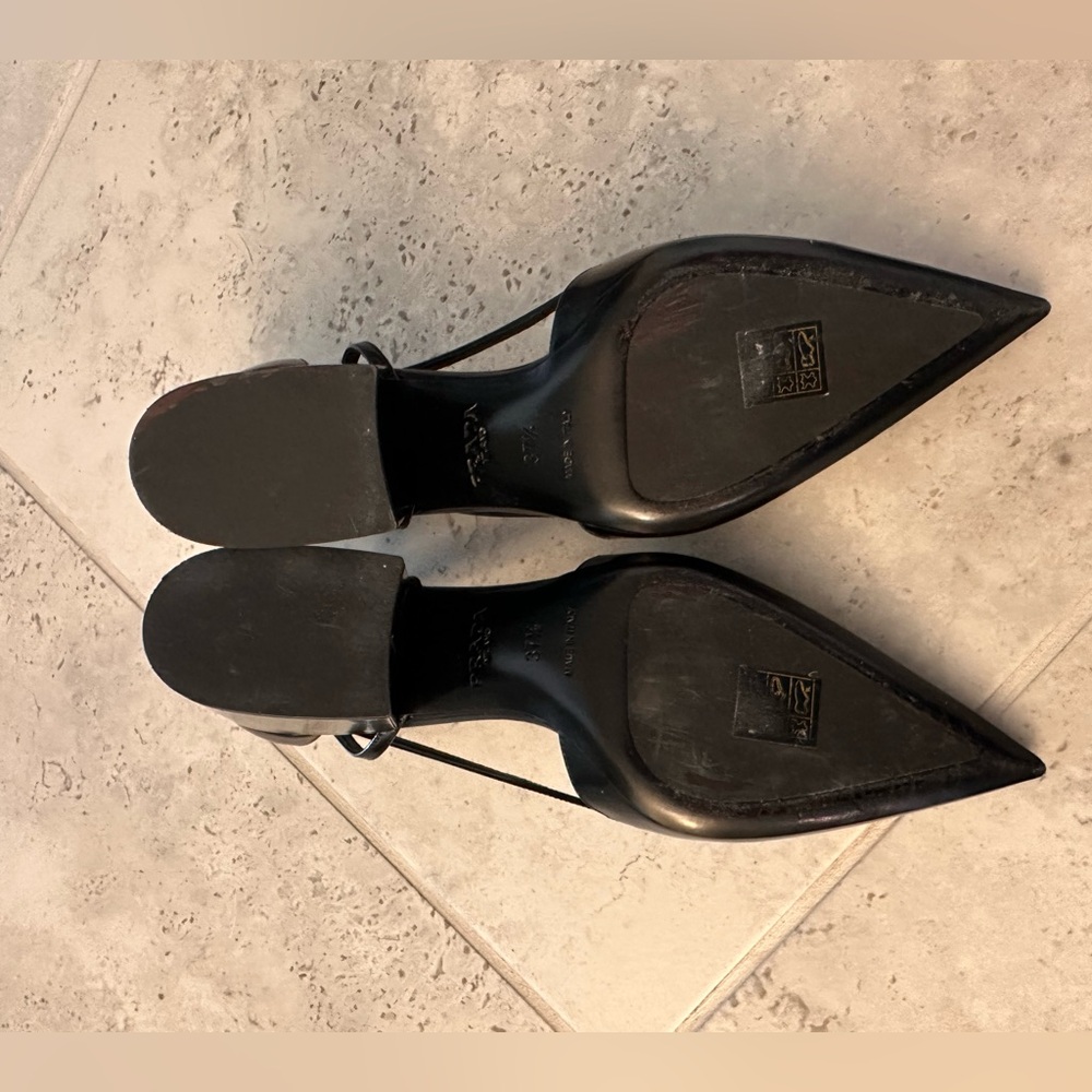Prada brushed leather cut-out pumps fantastic condition size 37.5 block heel - Picture 6 of 8